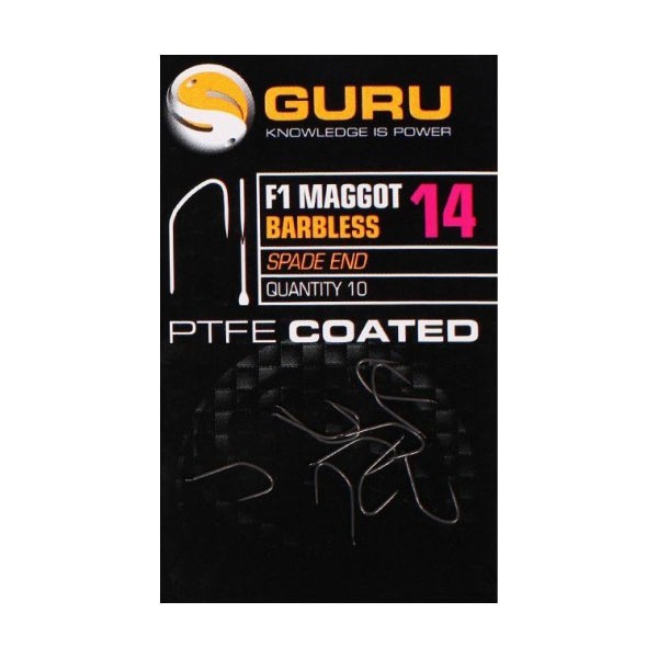 Guru Size 16 F1 Maggot Spade End Barbless Hook