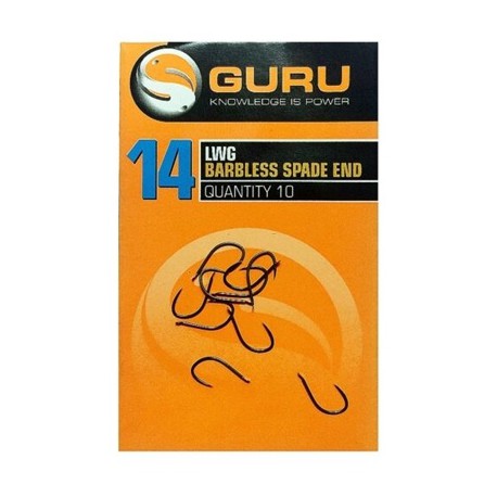 Guru Size 16 LWG Spade End Barbless Hook