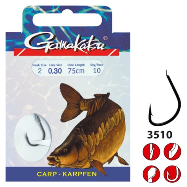 Gamakatsu Carp LS-3510 0.25 mm – 60 cm - Size: 4 Onderlijnboekje