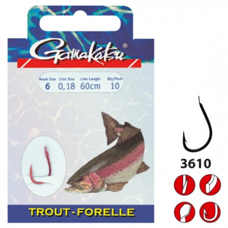 Gamakatsu Trout LS-3610 0.18 mm – 75 cm - Size: 10 Onderlijnboekje