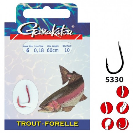 Gamakatsu Trout LS-5330 0.16 mm – 60 cm - Size: 12 Onderlijnboekje