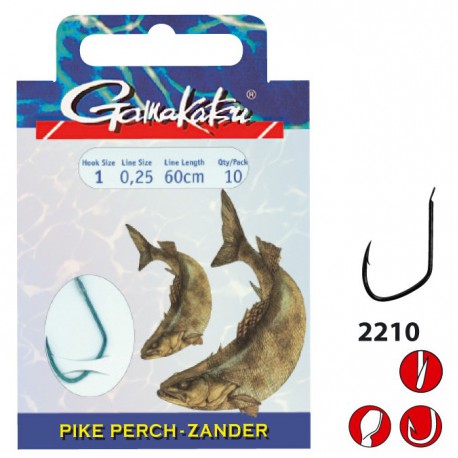 Gamakatsu Pike Perch LS-2210 0.20 mm – 60 cm - Size: 6 Onderlijnboekje