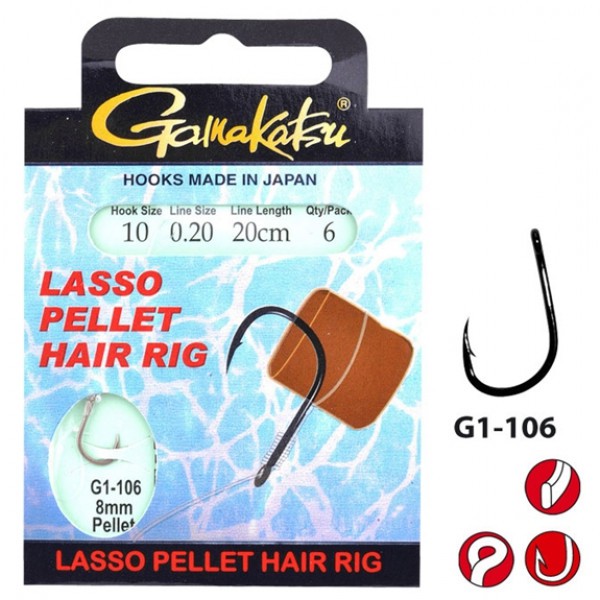 Gamakatsu Lasso Pellet Hair Rig G1-106 0.16 mm – 20 cm - Size: 014(01) Onderlijnboekje