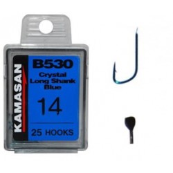 Kamasan B530 Crystal Long Shank Blue Barbed Size 14