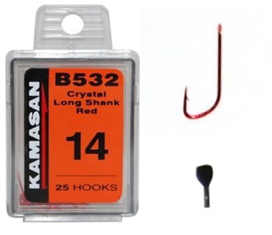 Kamasan B532 Crystal Long Shank Red Barbed Size 22