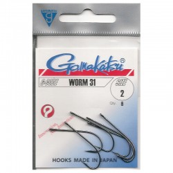 Gamakatsu Worm 31 NS Black Size: 8 Barbed Hook