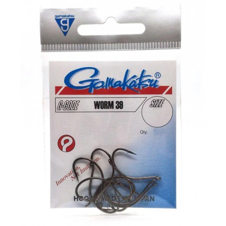 Gamakatsu Worm 39 NS Black Size: 4 Barbed Hook