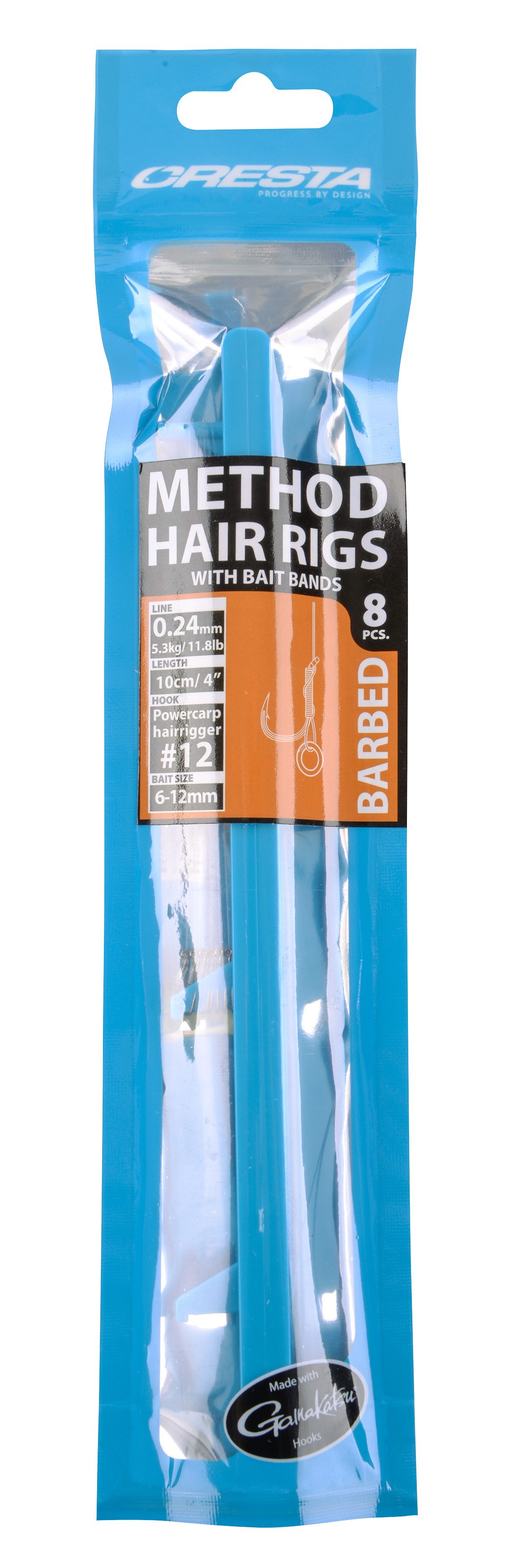 Spro - Cresta Method Hair Rigs With Bait Bands Barbed 4" – 10 cm Size 10