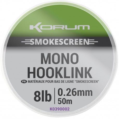 Korum 8 LB - 0.26 mm Smokescreen Mono Hooklink 50 meter