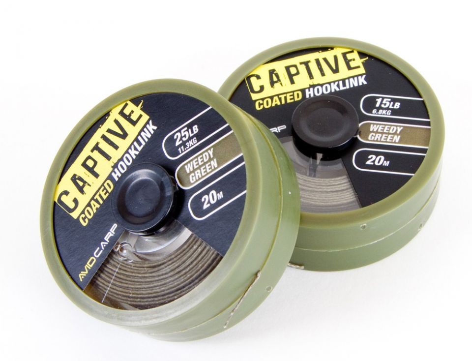 Avid Carp 15 LB - 6.8 kg Weedy Green Captive Coated Hooklink