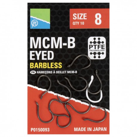 Preston Size 8 MCM-B Eyed Barbless Hook - Hengelsportknaller