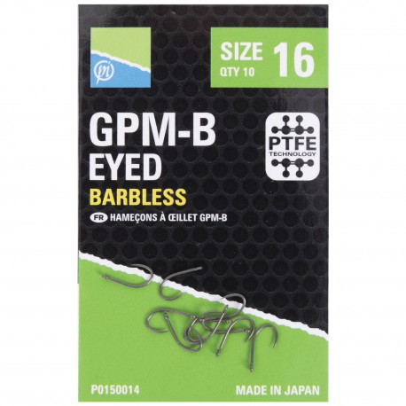 Preston Size 16 GPM-B Eyed Barbless Hook