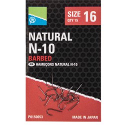 Preston Size 18 Natural N-10 Barbed Hook