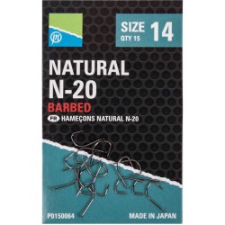 Preston Size 14 Natural N-20 Barbed Hook