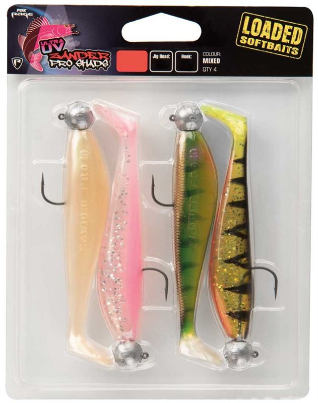 Fox Rage Zander Pro Shad Loaded UV Mixed Colour Packs 5 Gr – Size 1/0 – 7 cm