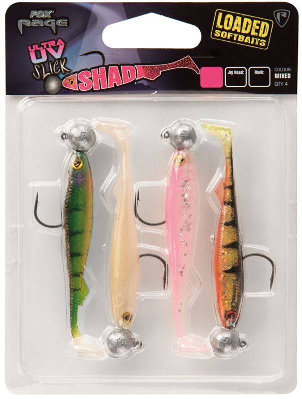 Fox Rage Slick Shad Loaded UV Mixed Colour Packs 10 Gr – Size 3/0 – 11 cm
