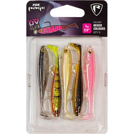 Fox Rage Slick Shad UV Mixed Colour Packs 7 cm