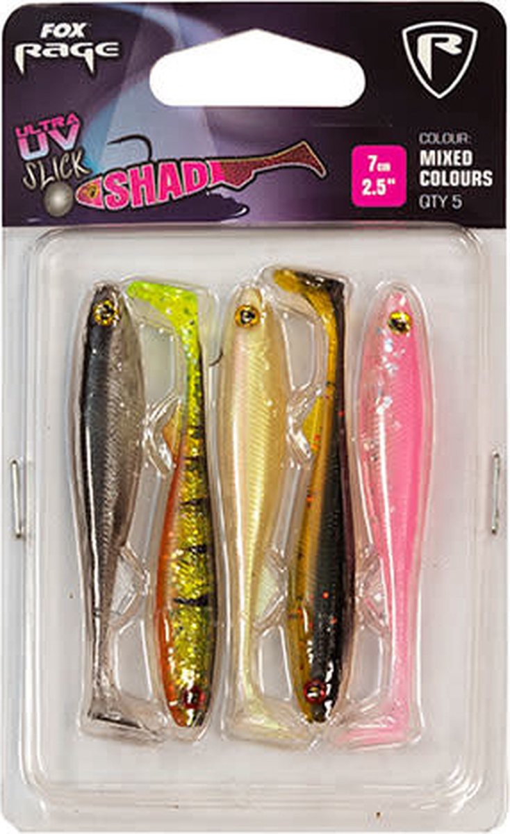 Fox Rage Slick Shad UV Mixed Colour Packs 7 cm