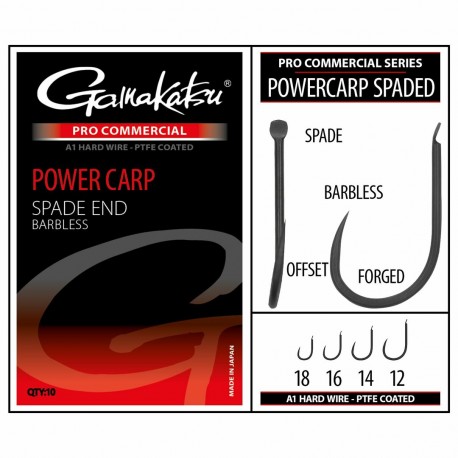 Gamakatsu - Cresta Size 12 Power Carp Spade PRO Commercial Barbless Hook