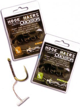 Korum Size 16 Barbless Hook Hairs With Quickstops