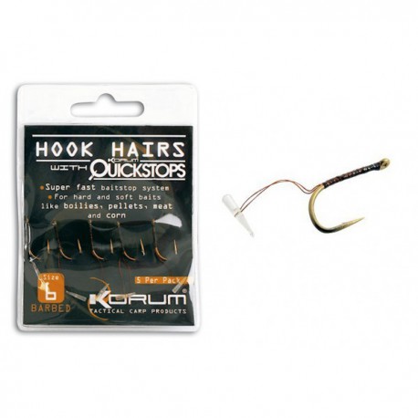 Korum Size 16 Barbed Hook hairs & With Quickstops