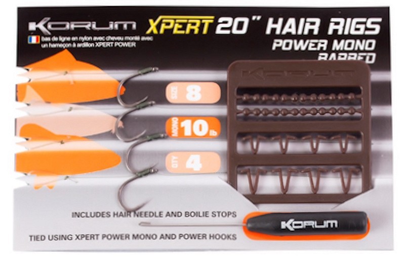 Korum Size 10 Xpert 20'' Power Mono Hair Rig Barbed