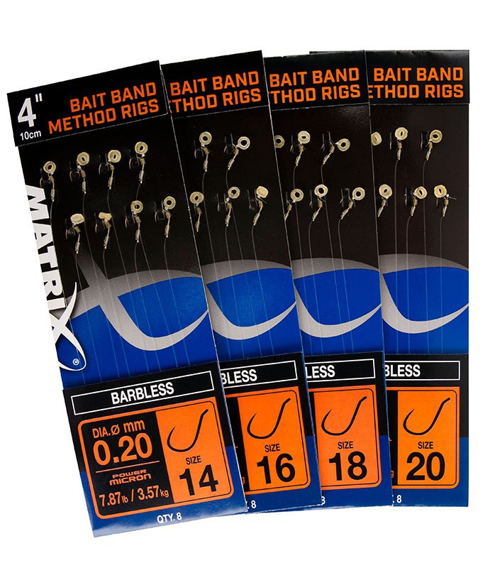 Matrix 4'' Size 20 Bait Band Method Rigs Barbless